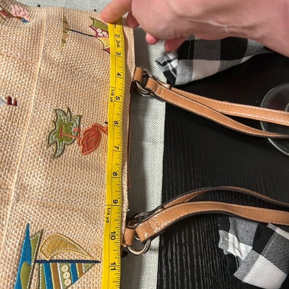 Rosetti Block Party Cancun Straw Handbag with Tropical Embroidery -Like New - Picture 7 of 15